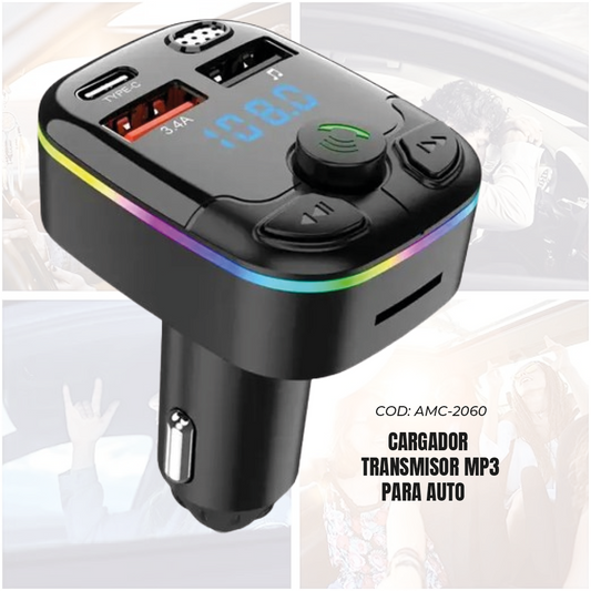 CARGADOR TRANSMISOR MP3 PARA AUTO